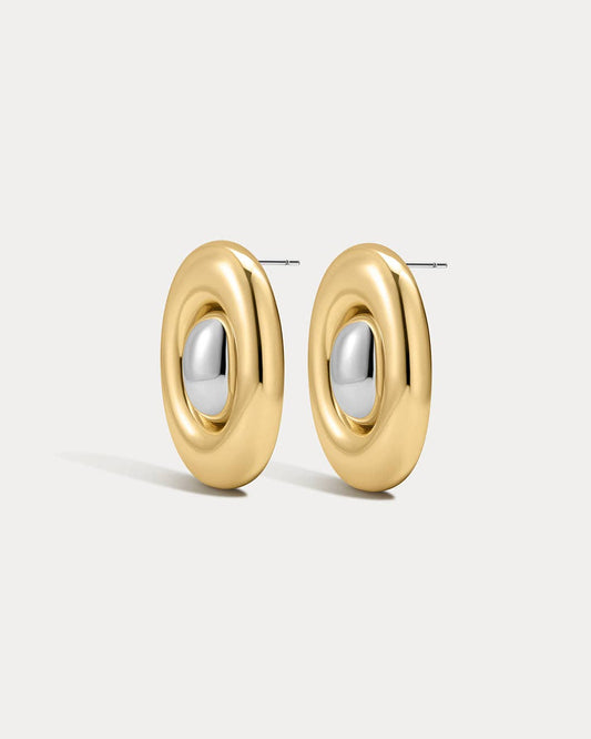 Two-Tone Chrome Orb Statement Studs