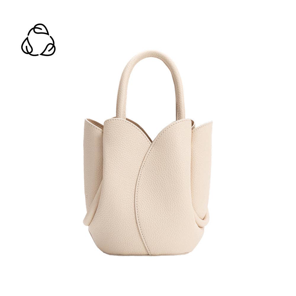 Mini Tulip Bone Vegan Leather Top Handle Bag