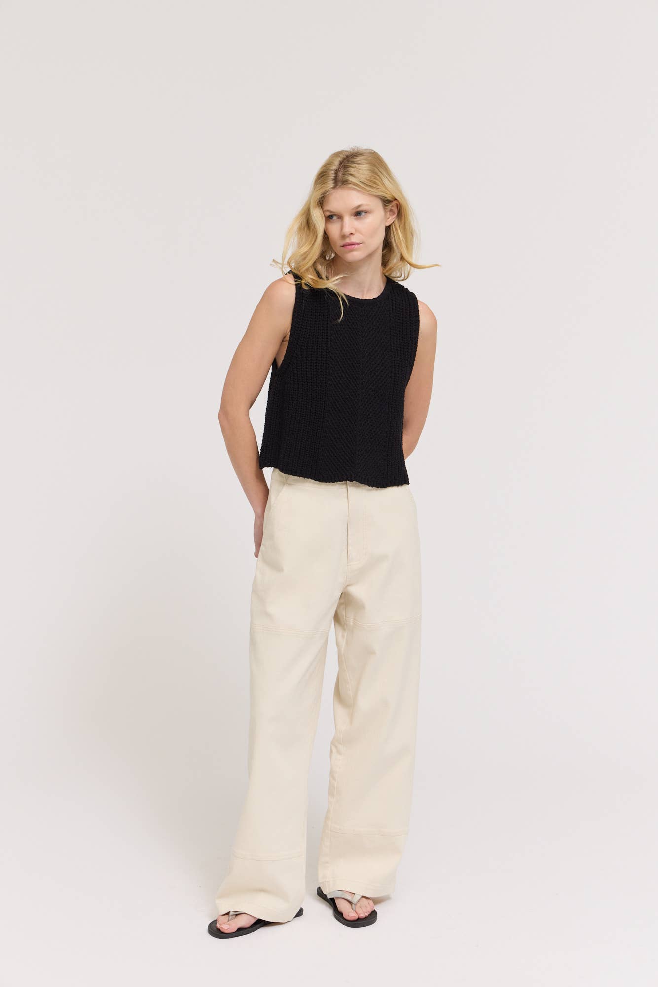 Milk High Rise Curved Leg Trouser