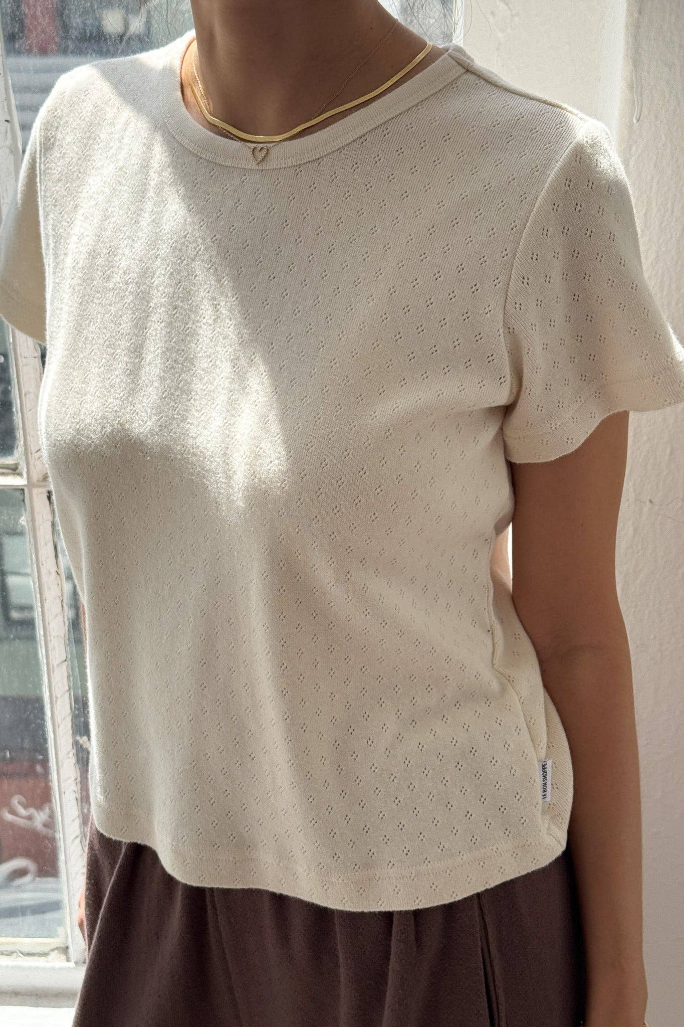 Naturel Pointelle Babe Tee