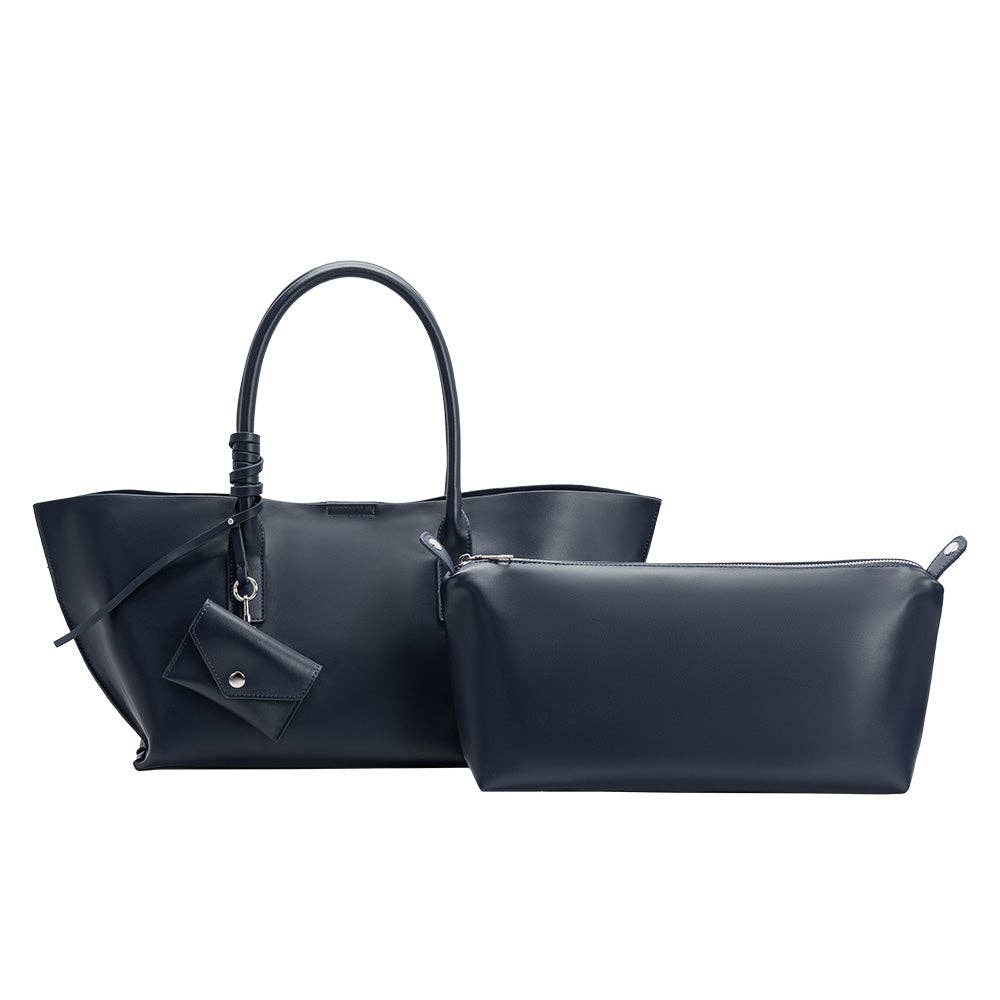 Deep Blue Astrid Vegan Leather Tote Bag