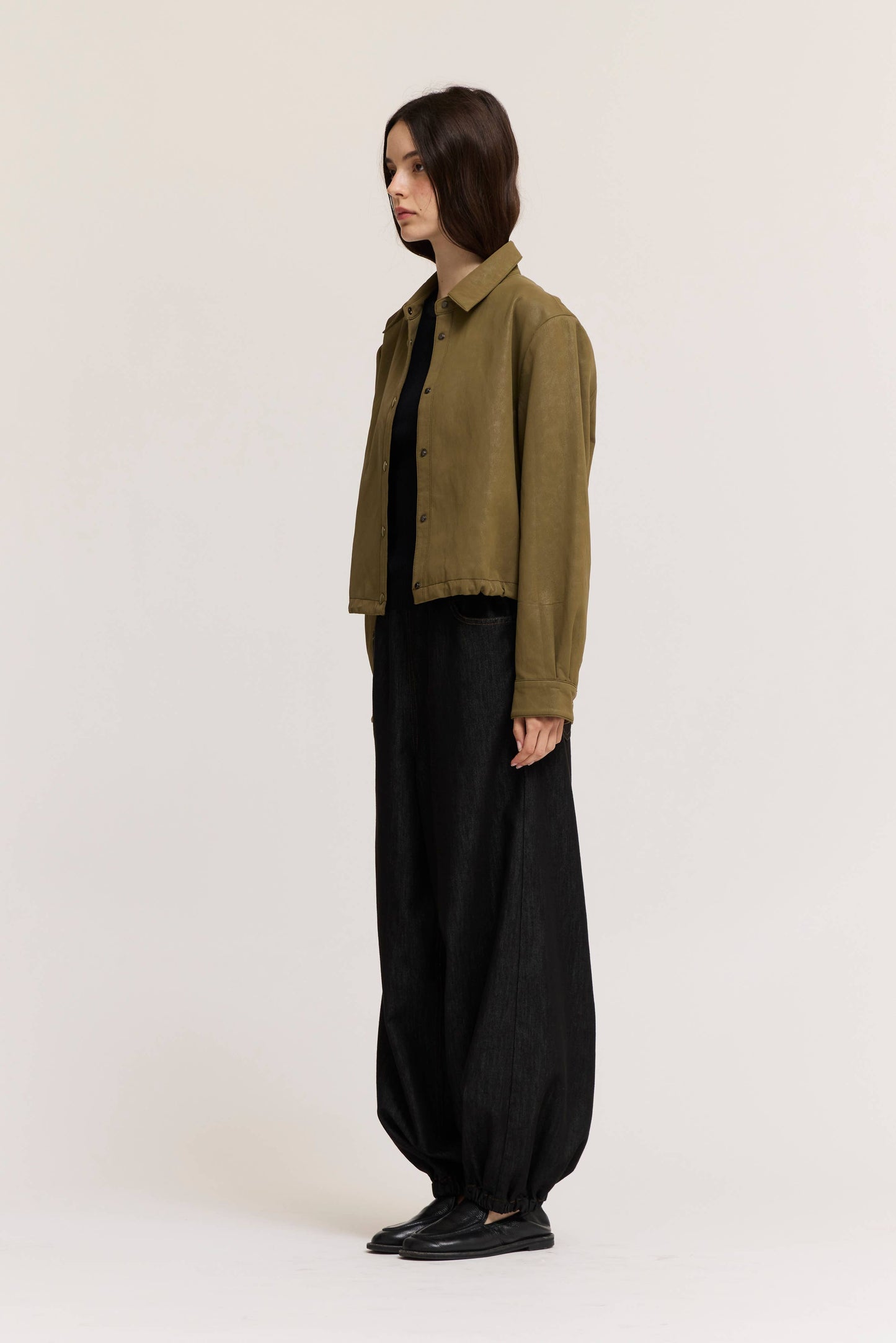Vegan Leather Snap Button Jacket