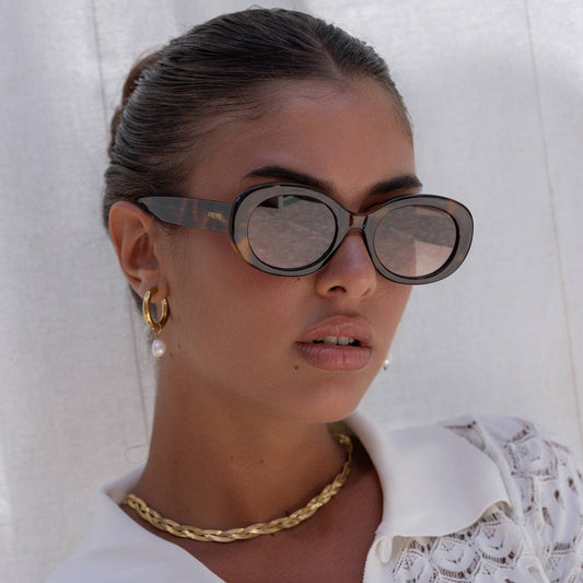 Aria Brown Tortoise Oval Sunglasses