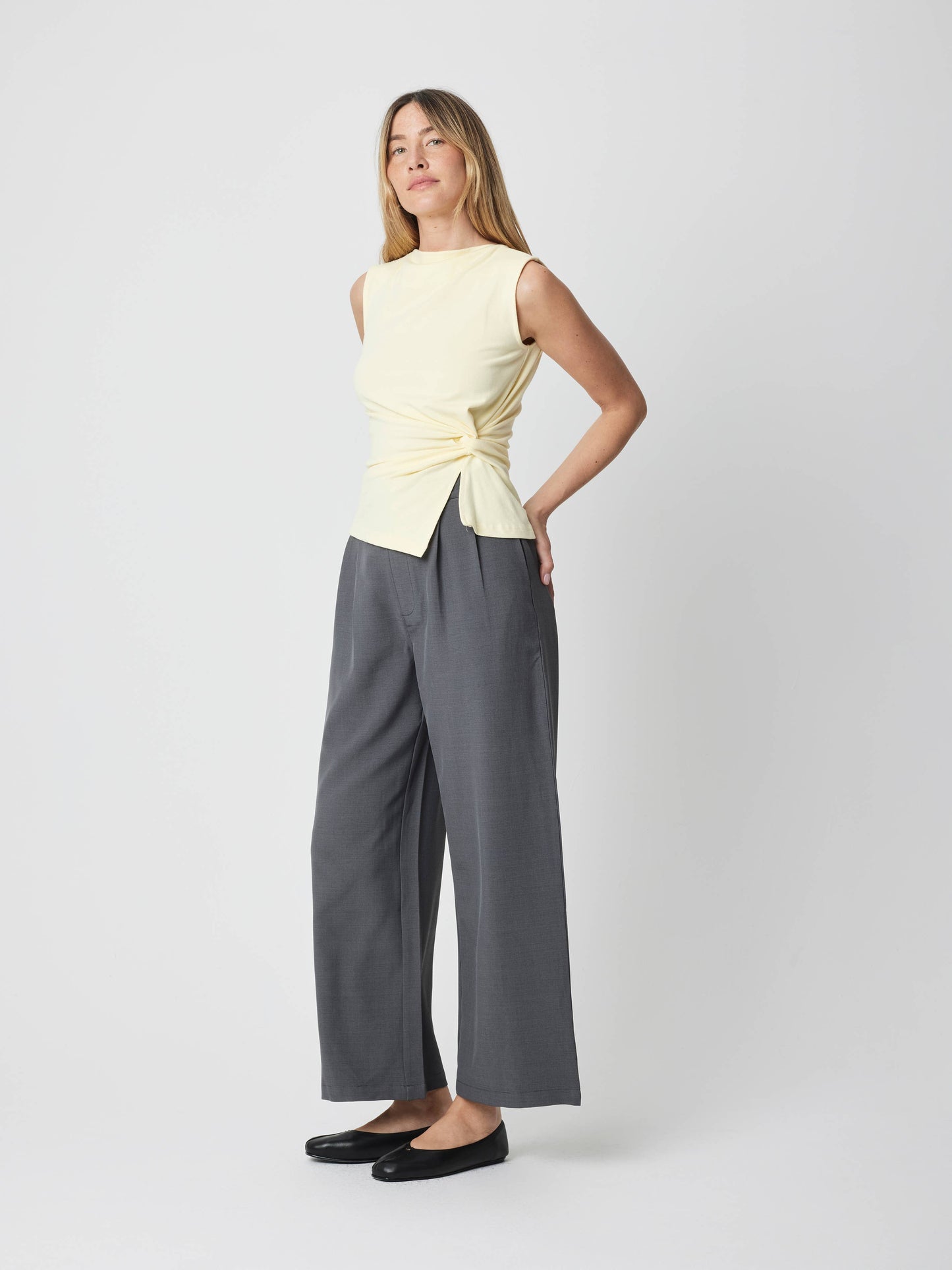 High Neck Knit Twist Top