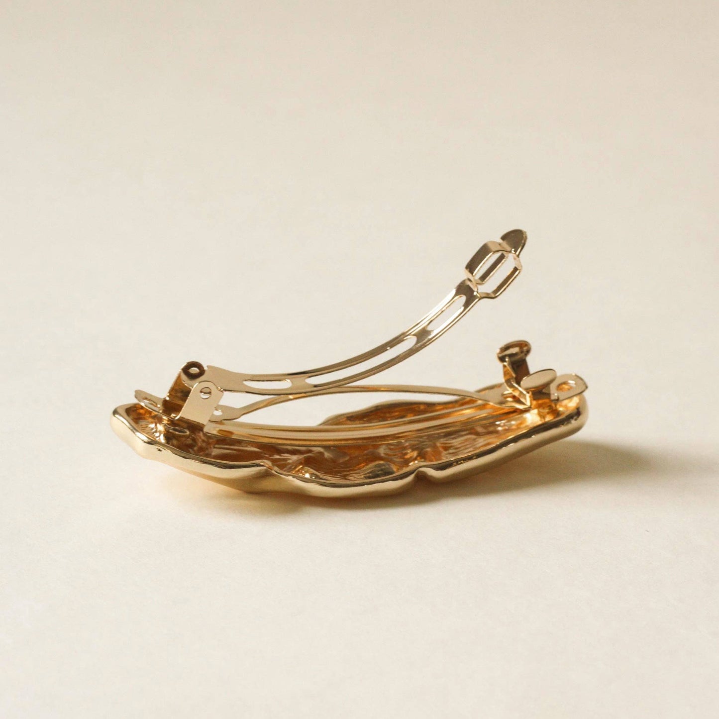 Gold Textured Metal Barrette Hair Clip