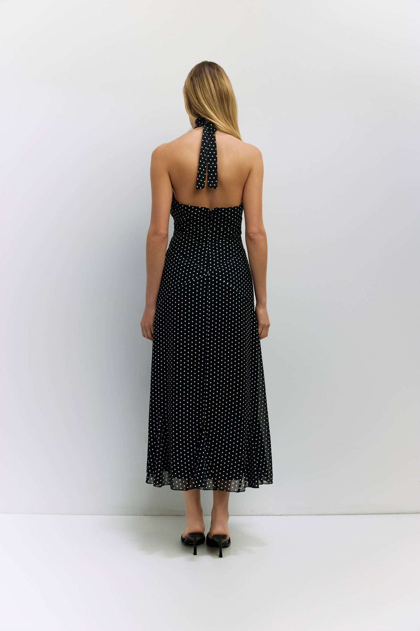 Polka Dot Halter Midi Dress