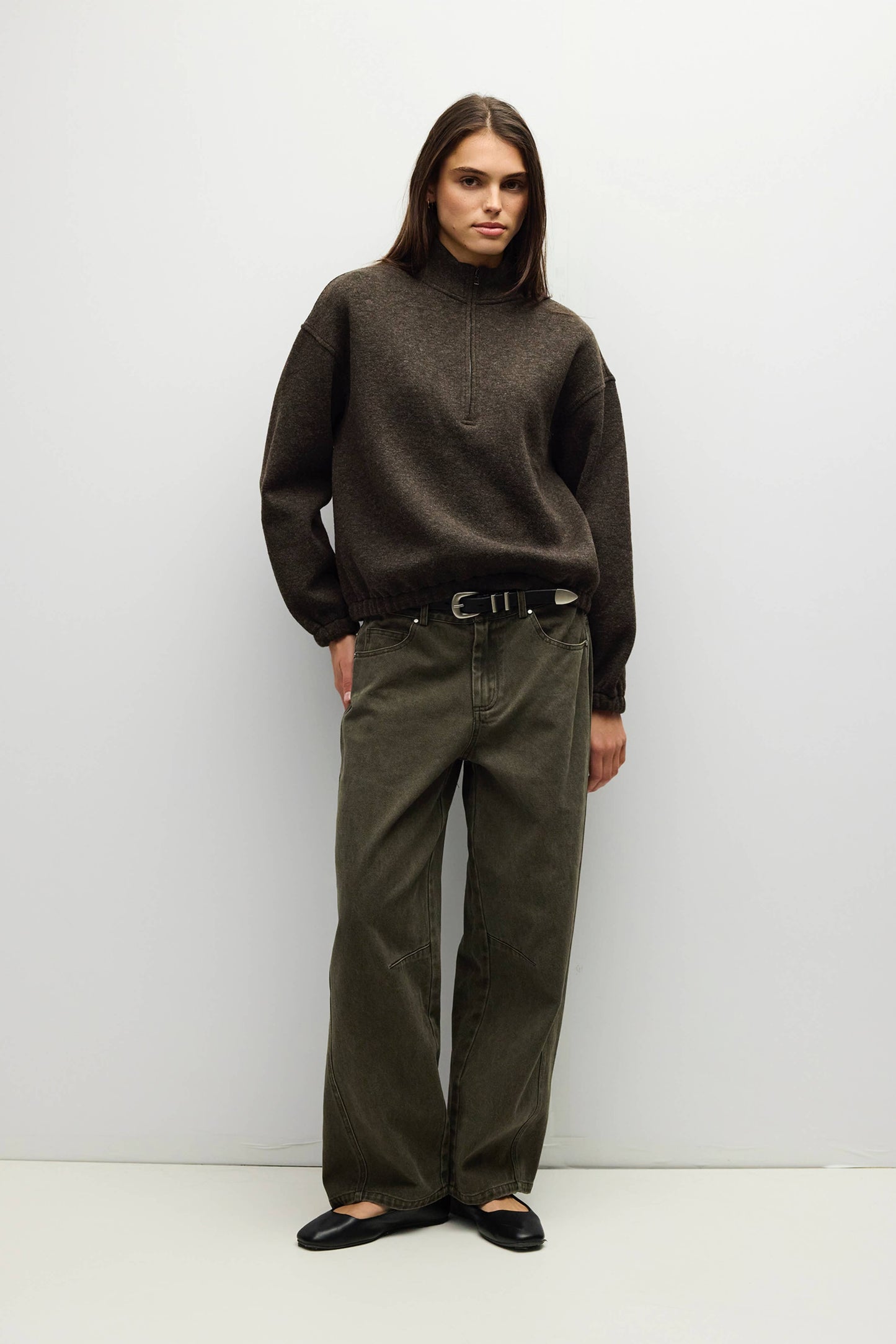 Black Quarter Zip Knit Pull Over