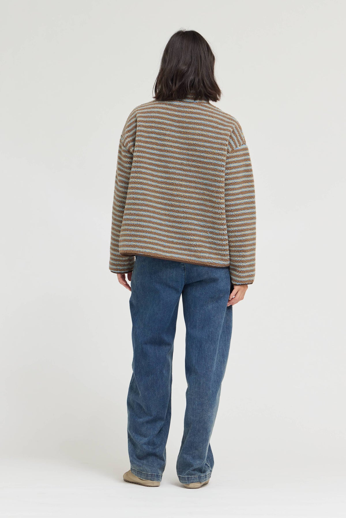 Stripe Fleece  Zip Jacket