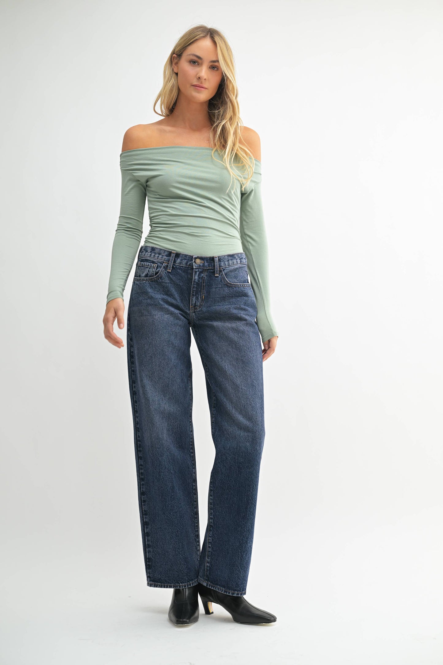 Dark Wash Low Rise Slouch Jean - 100% Cotton