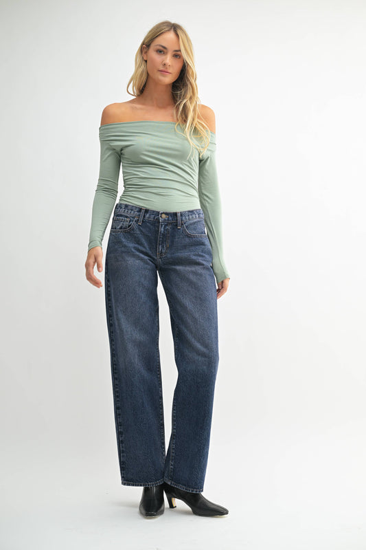 Dark Wash Low Rise Slouch Jean - 100% Cotton