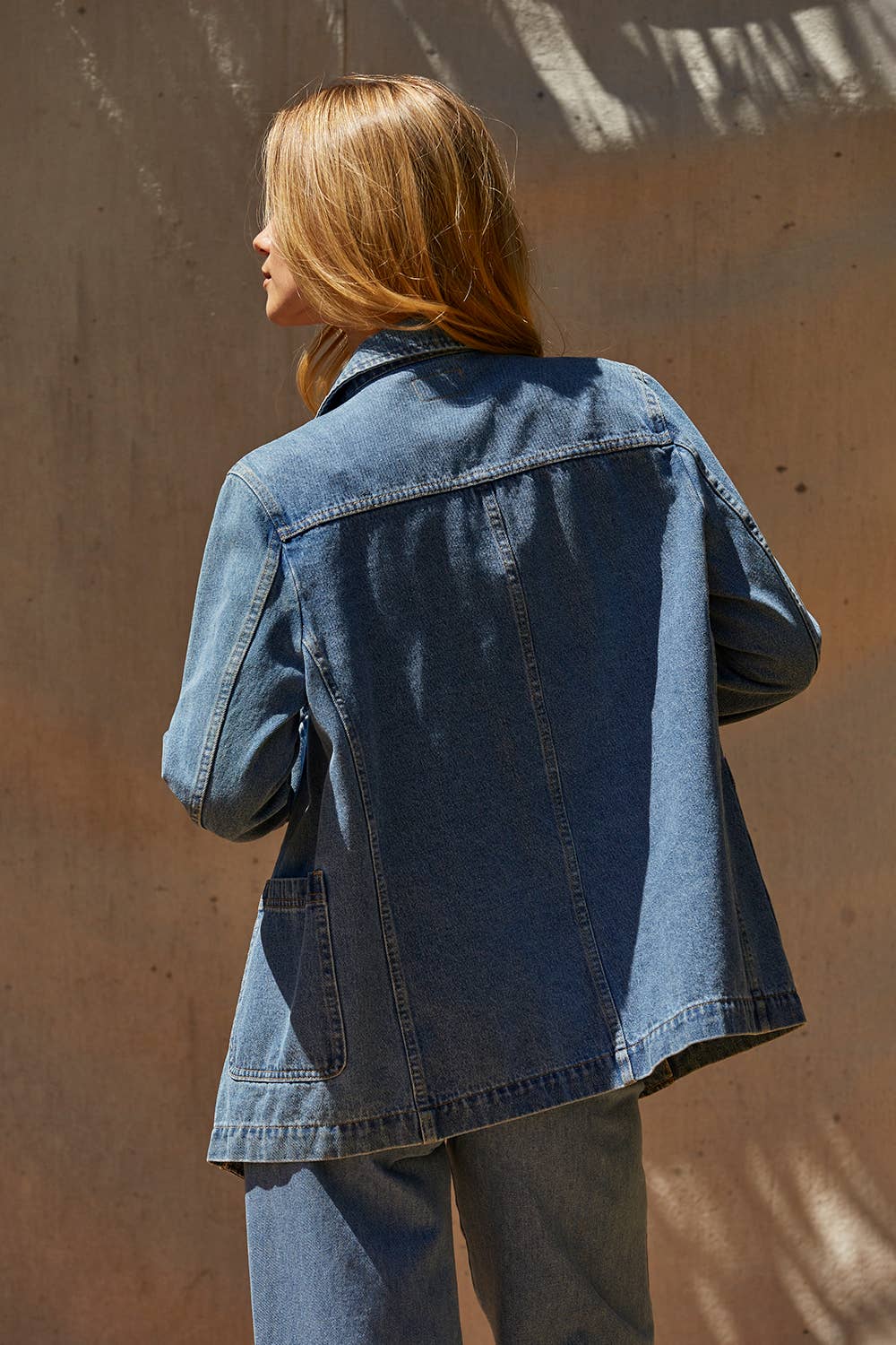 Denim Double Breasted Blazer Jacket