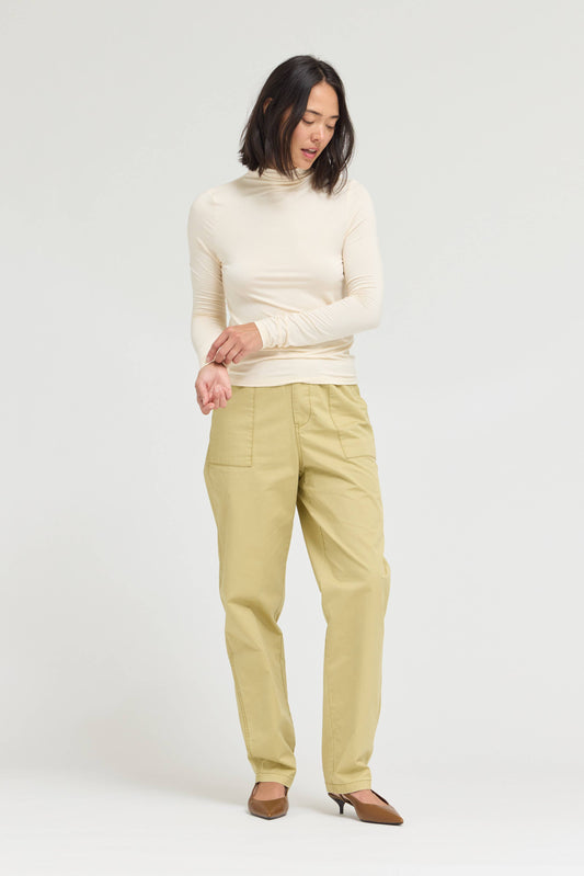 Cream Fitted Modal Turtleneck Top