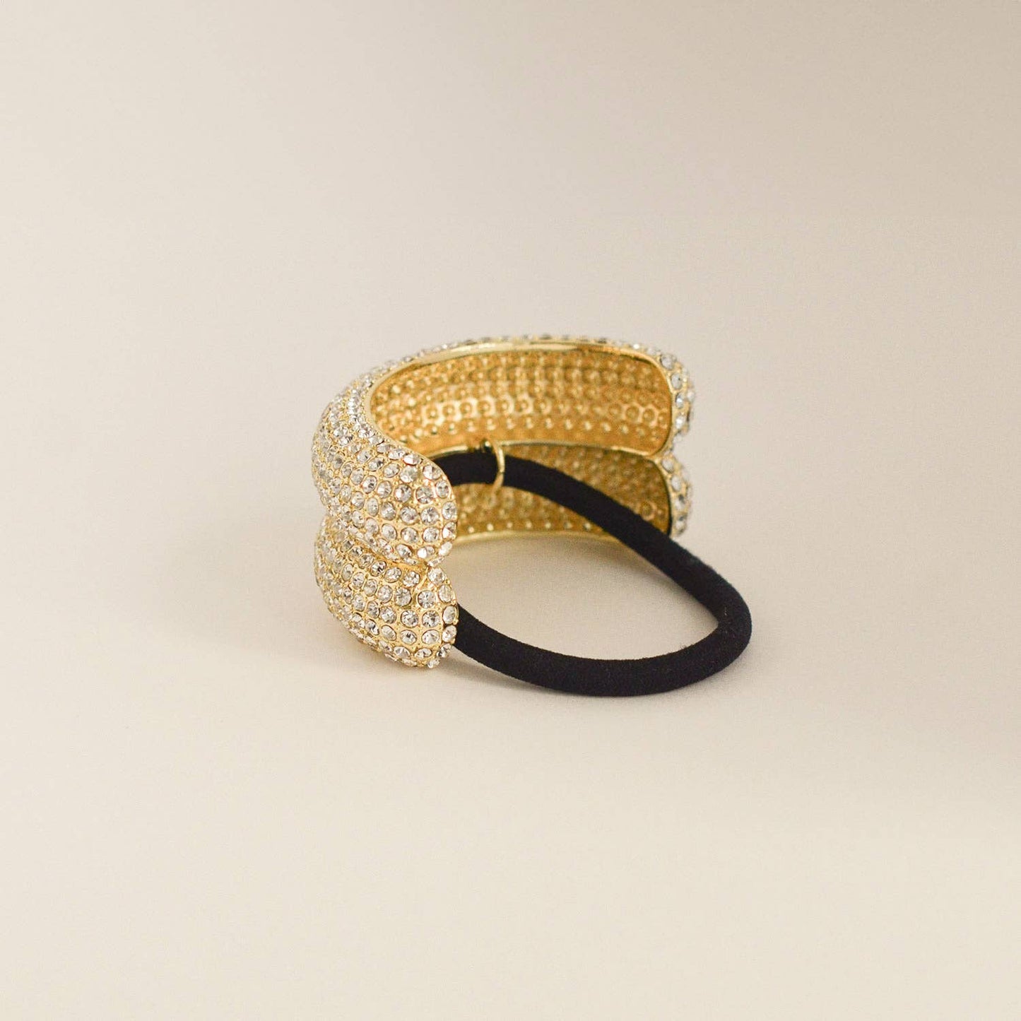 Gold Pavé Stone Double Cuff Hair Tie