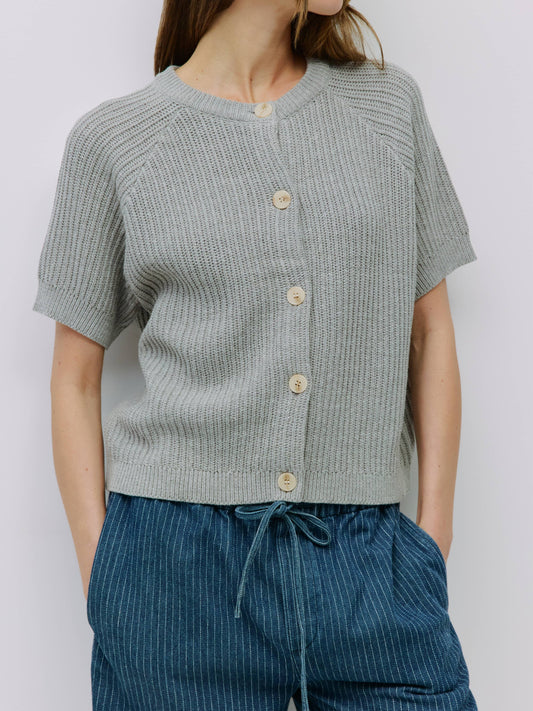 Heather Grey Short Sleeve Cardigan