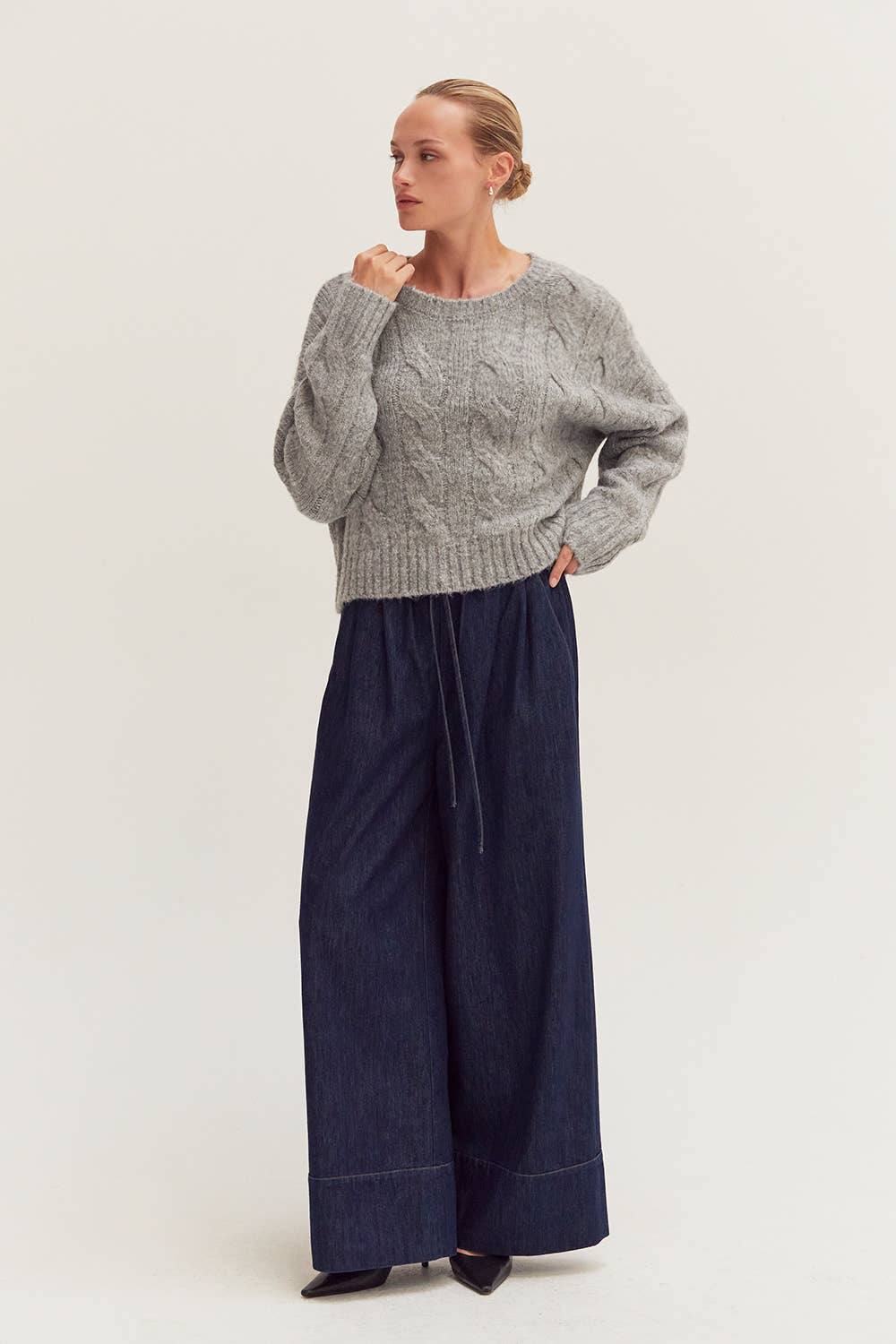 Dark Denim Wide Leg Pants