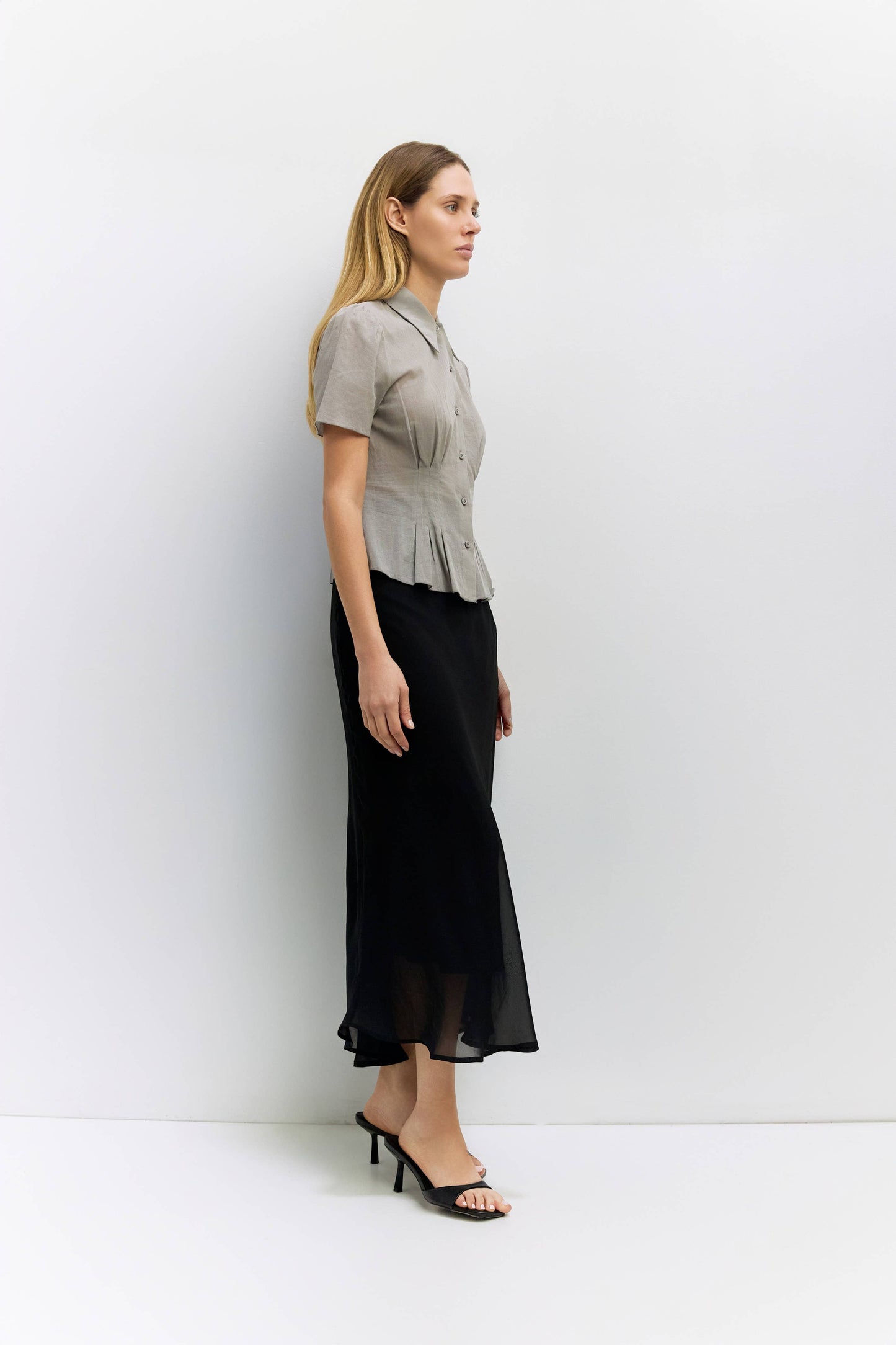 Pleated Waist Cotton Blouse