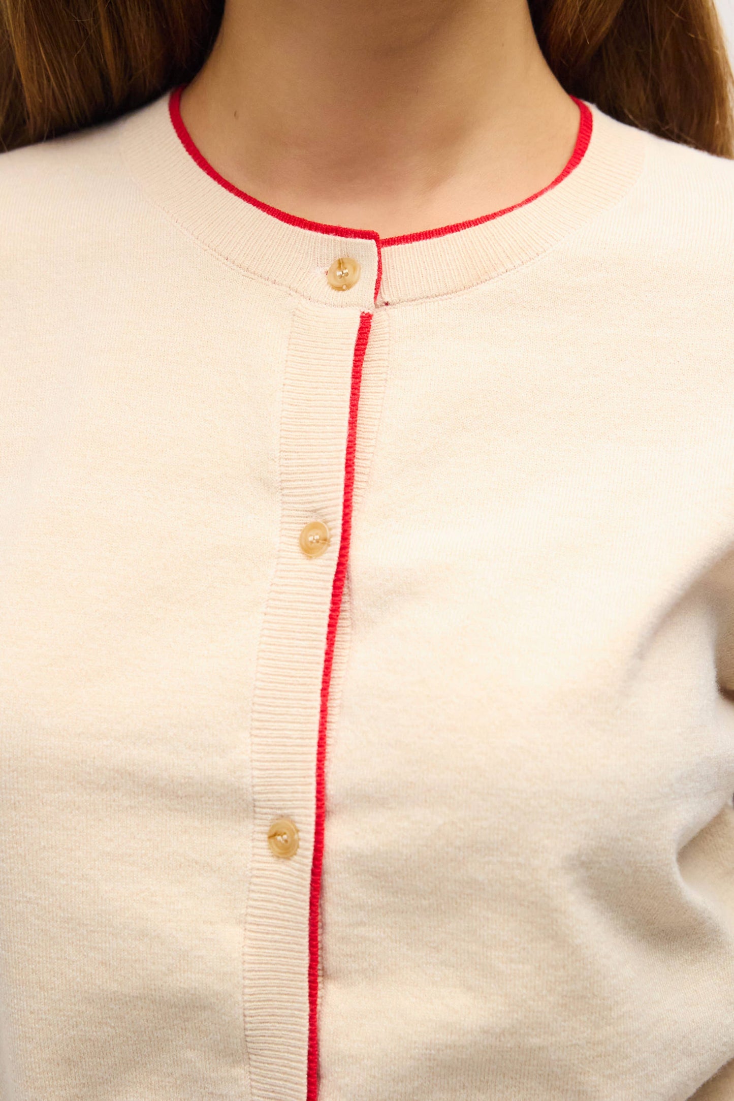 Contrast Trim Brown/Cream Cardigan