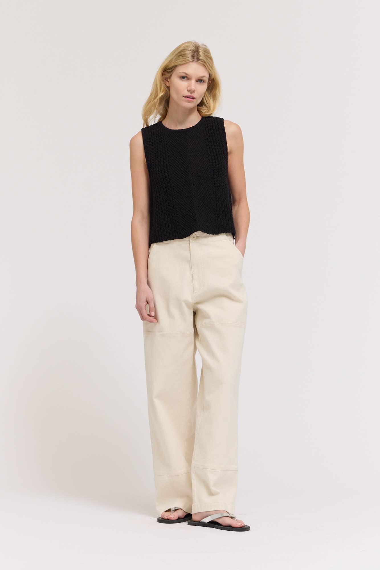 Milk High Rise Curved Leg Trouser