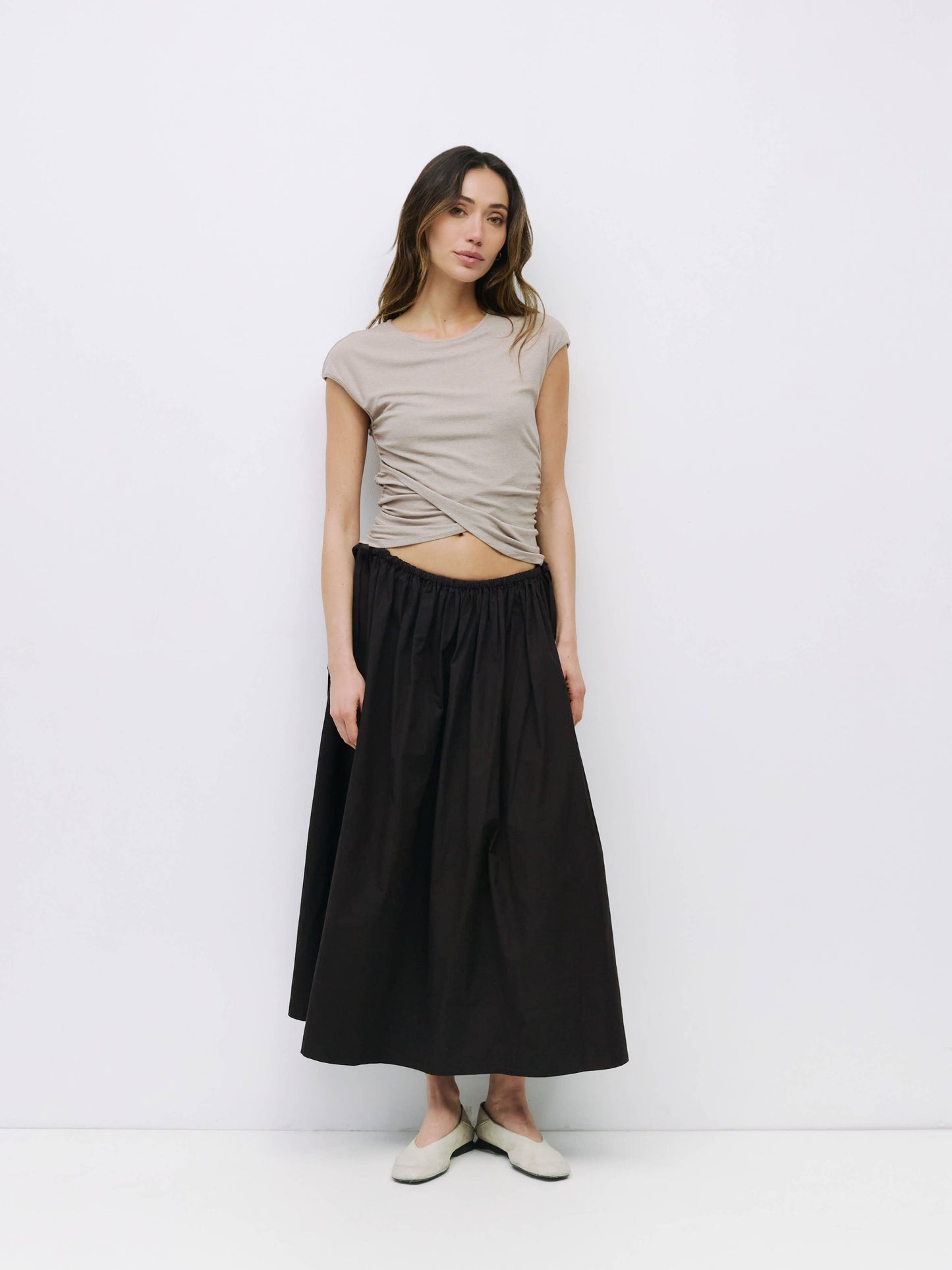 Charcoal Asymmetrical Side Cinch T-Shirt