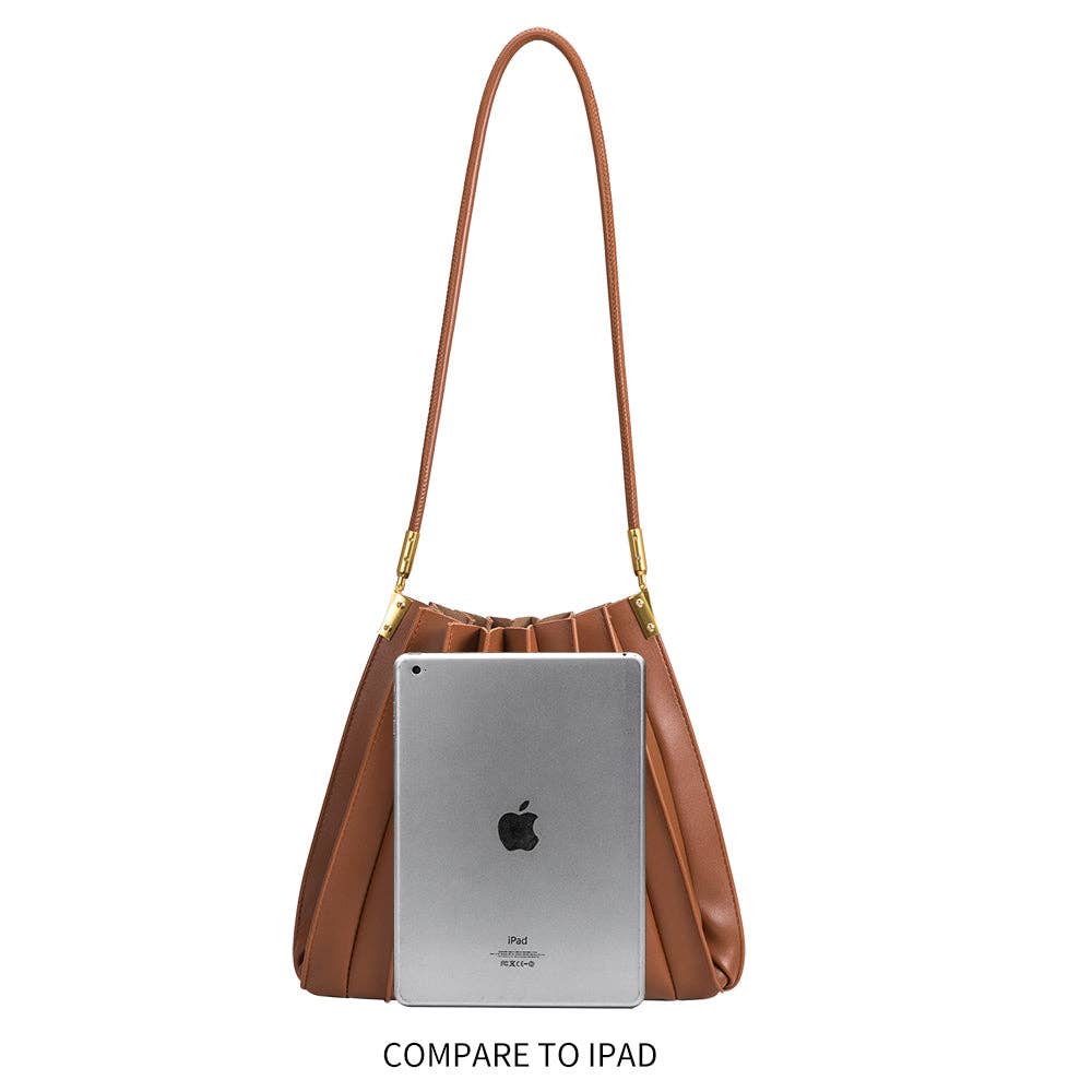 Carrie Ivory Pleated Vegan Shoulder Bag