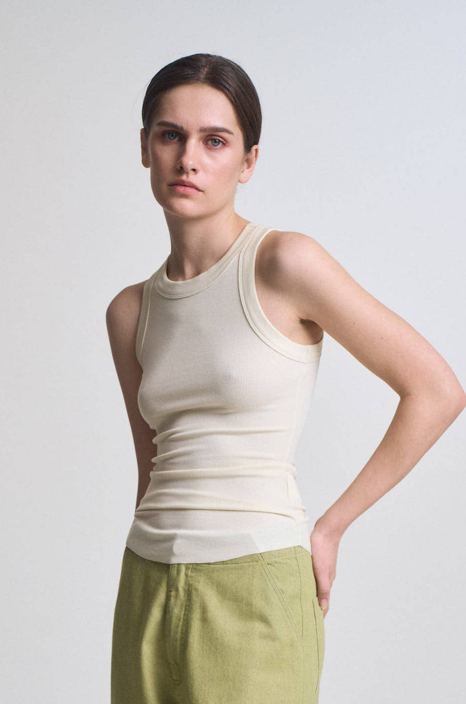 Jersey Knit Curved Hem Tank Top