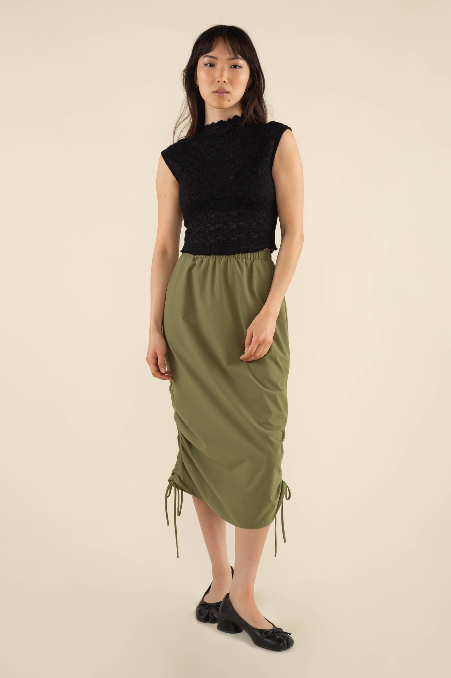 Floral Jacquard Mesh Mock Neck Top