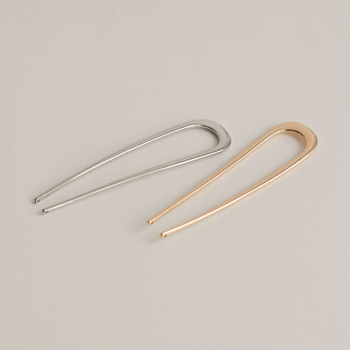 Silver Minimalist Bent U-Shaped Hair Stick