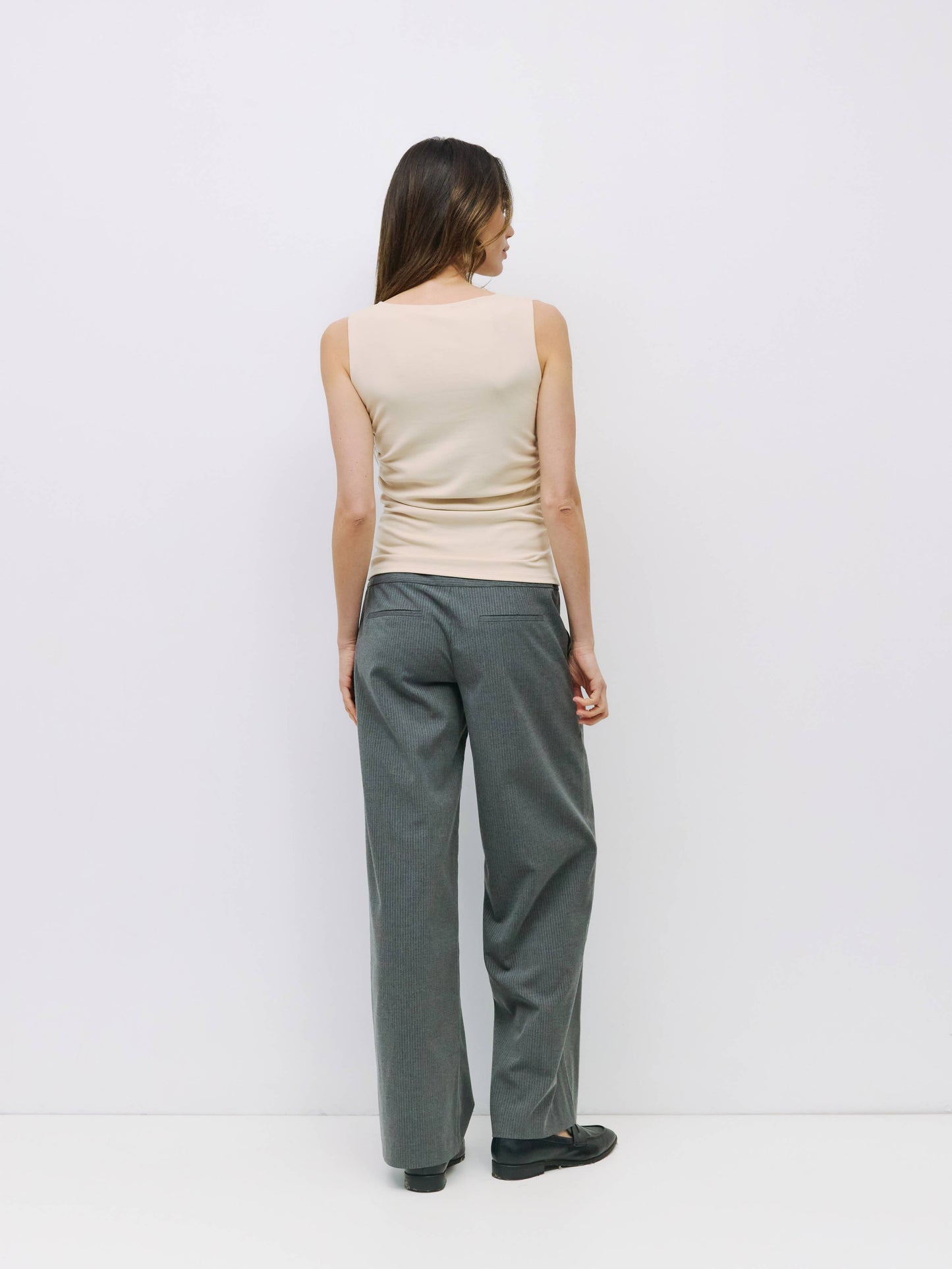 Boat Neck Ruched Knit Tank