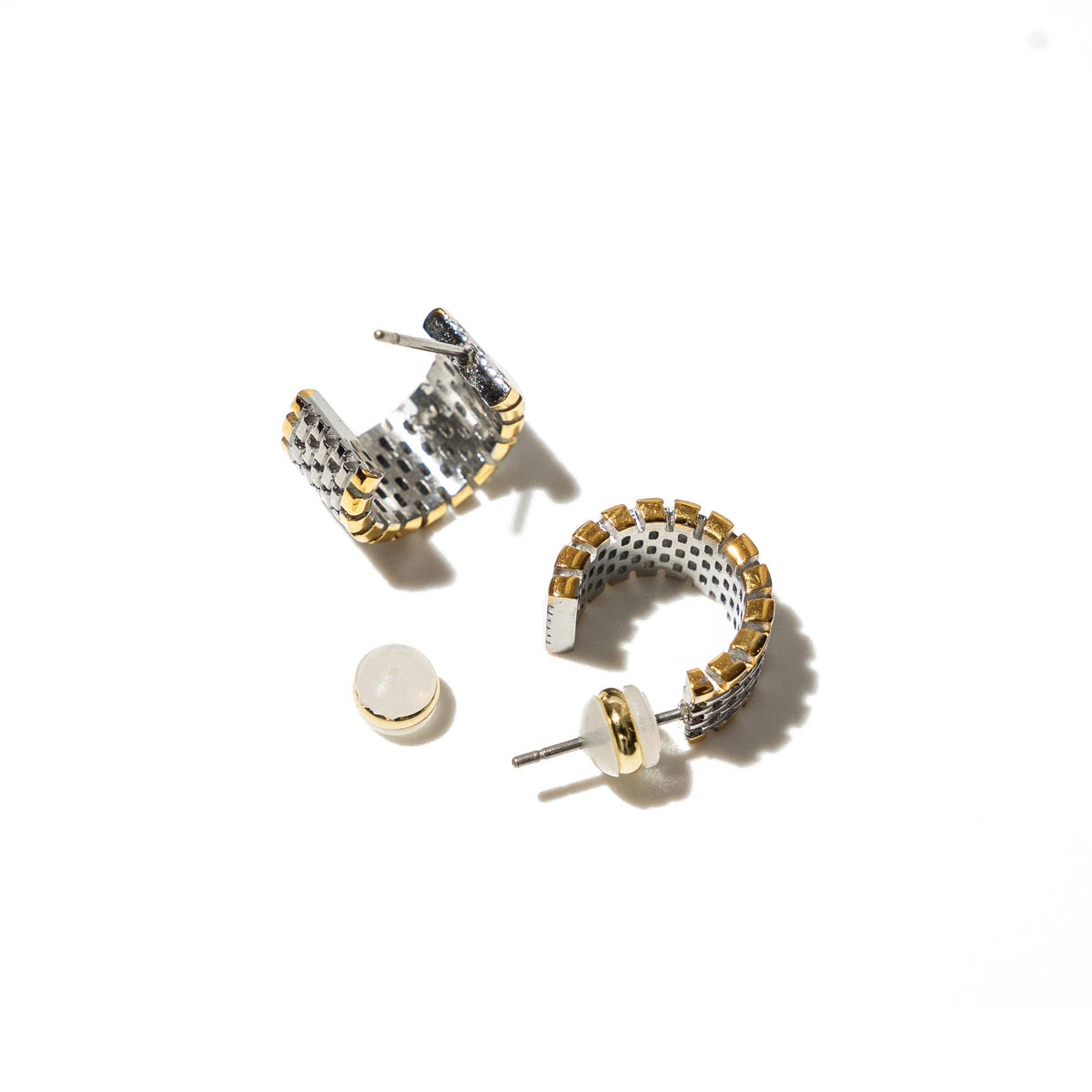 Two‑Tone Watch Hoop Earrings