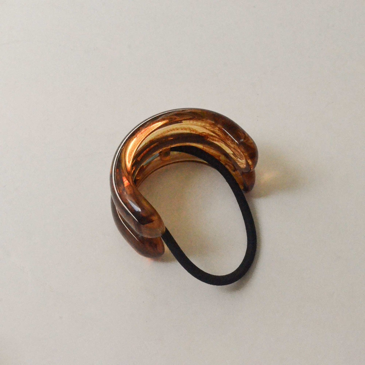 Brown Wide Double Arch Resin Ponytail Hair Tie