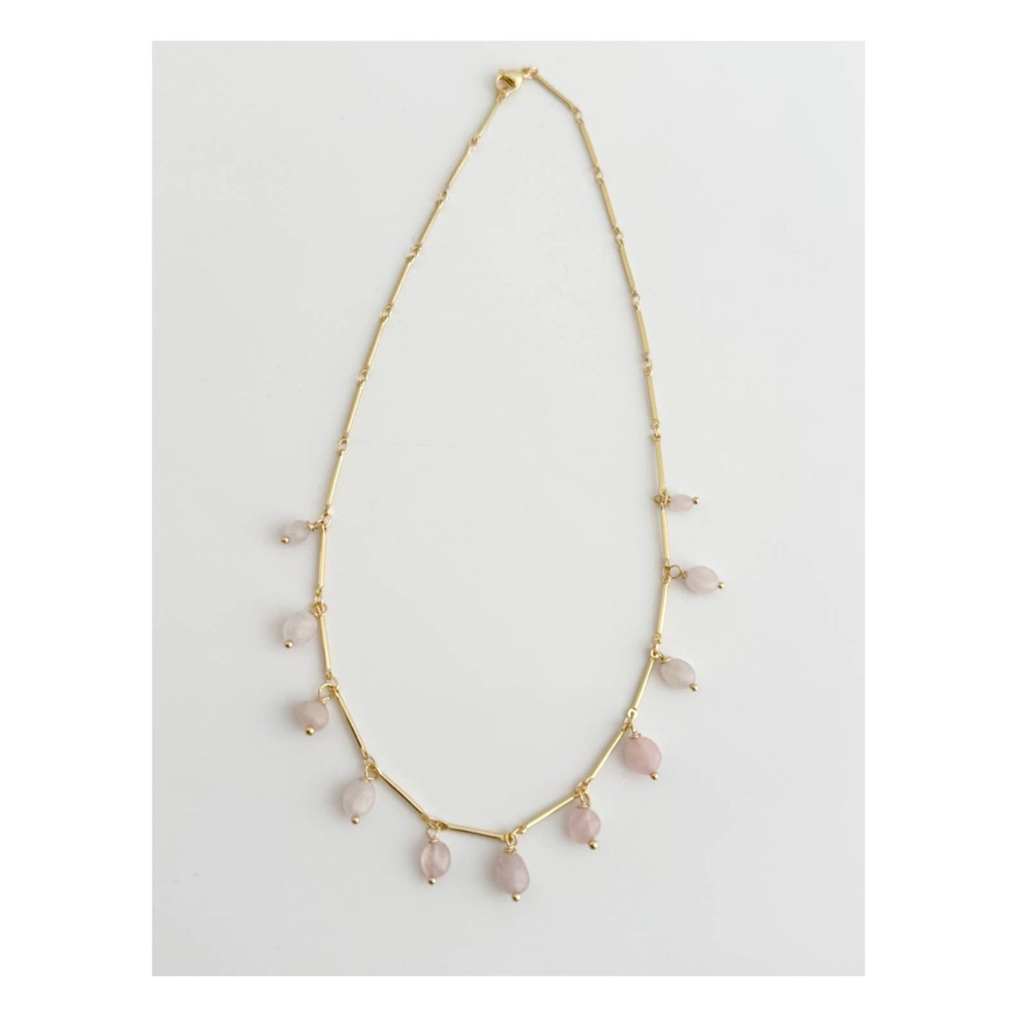 Gold Filled Rose Quartz Chain Link Necklace