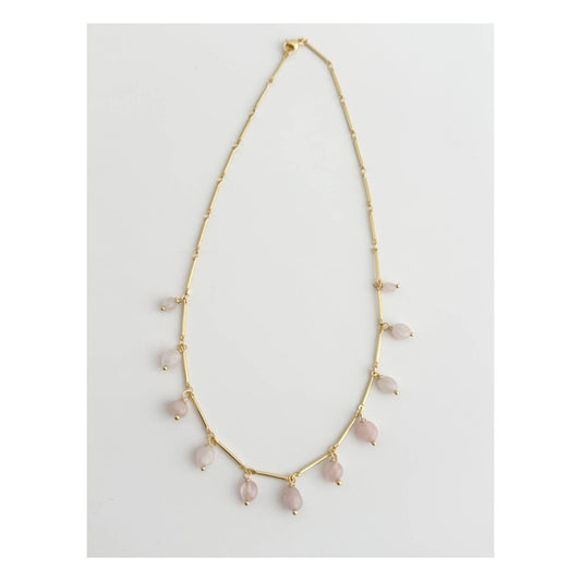 Gold Filled Rose Quartz Chain Link Necklace