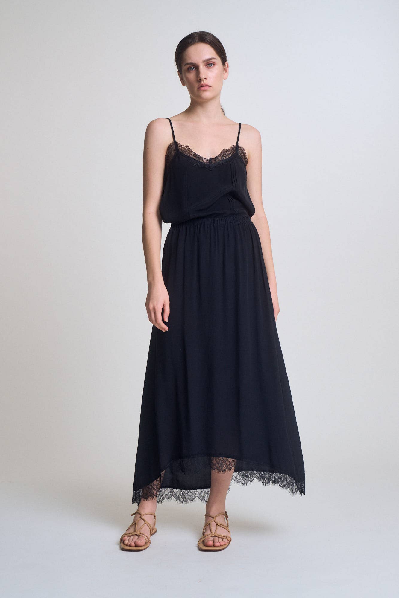 Lace Hem Long Skirt