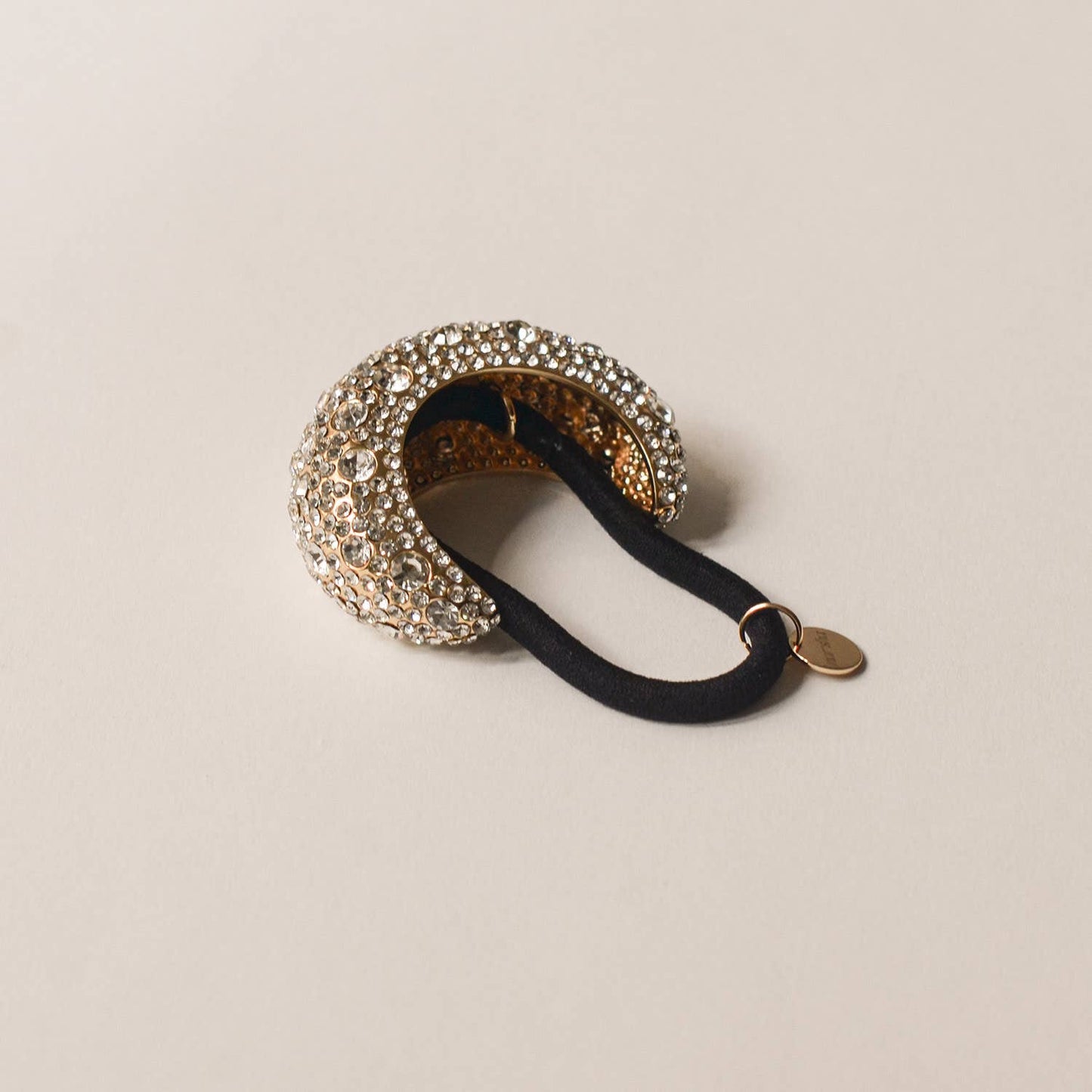 Gold Stone Crescent Metal Cuff Ponytail Hair Tie