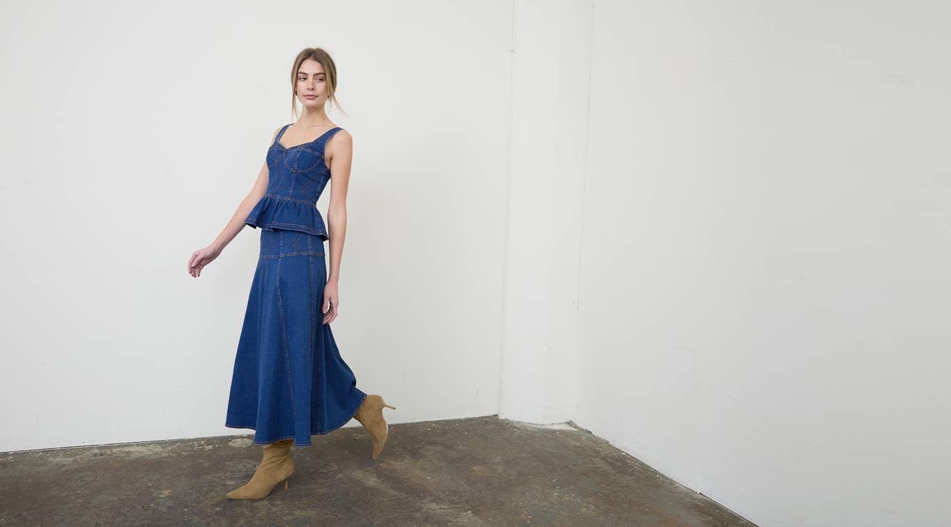 Denim Sleeveless Peplum Top