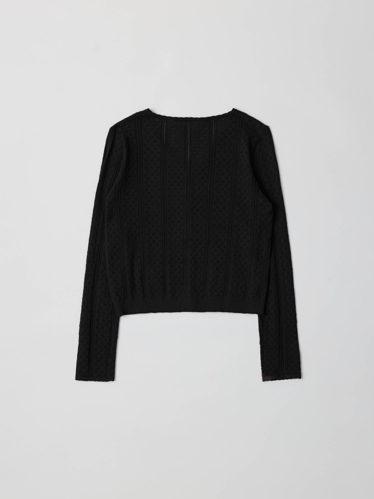 Black Knit Pointelle Cardigan Top