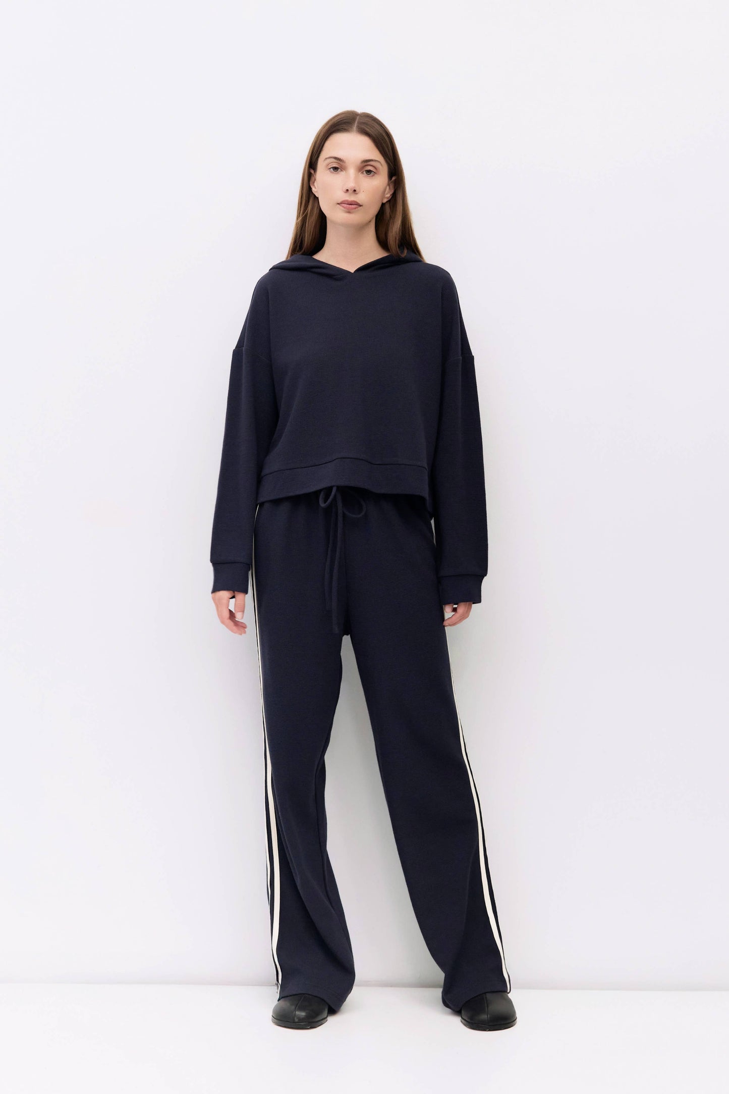 Thermal Waffle Knit Side Stripe Pant