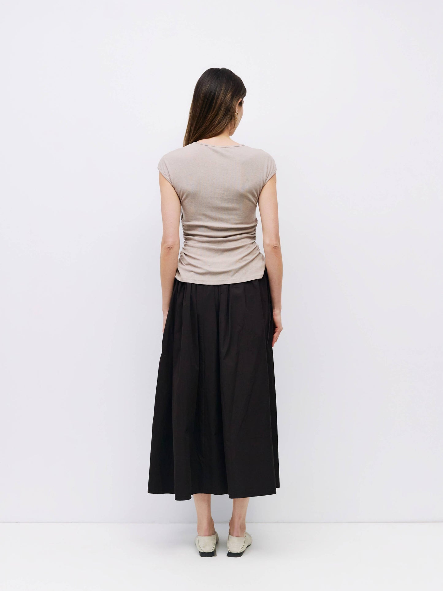 Charcoal Asymmetrical Side Cinch T-Shirt