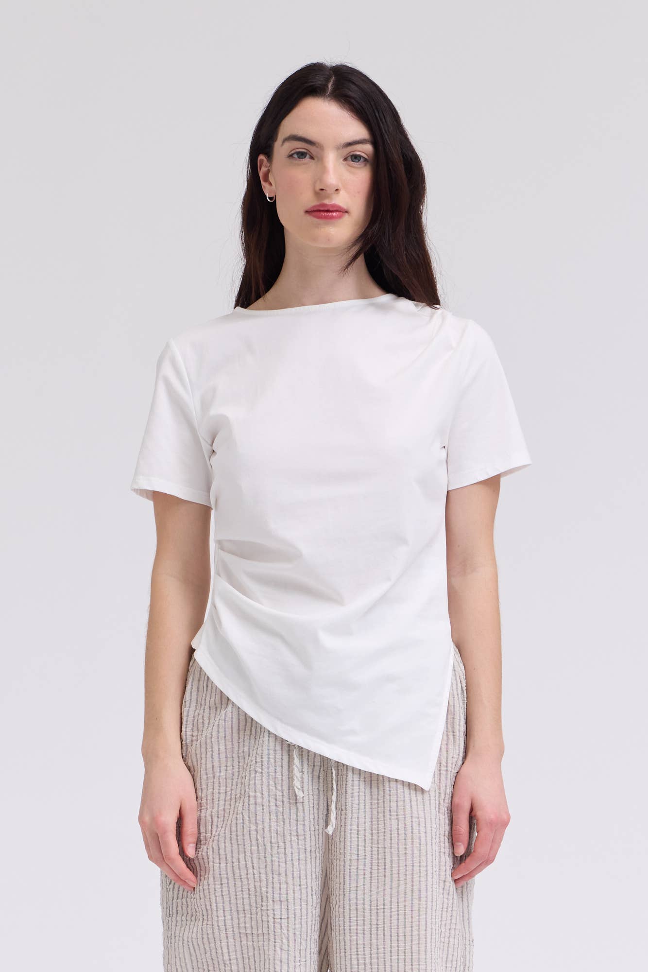 White Asymmetric Cotton Jersey Top