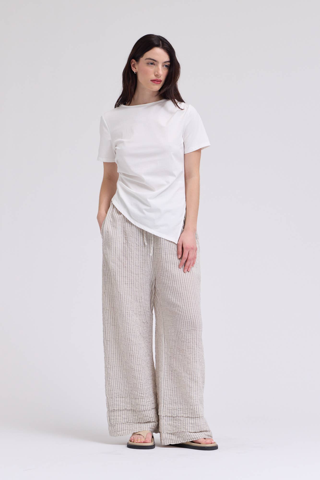 White Asymmetric Cotton Jersey Top