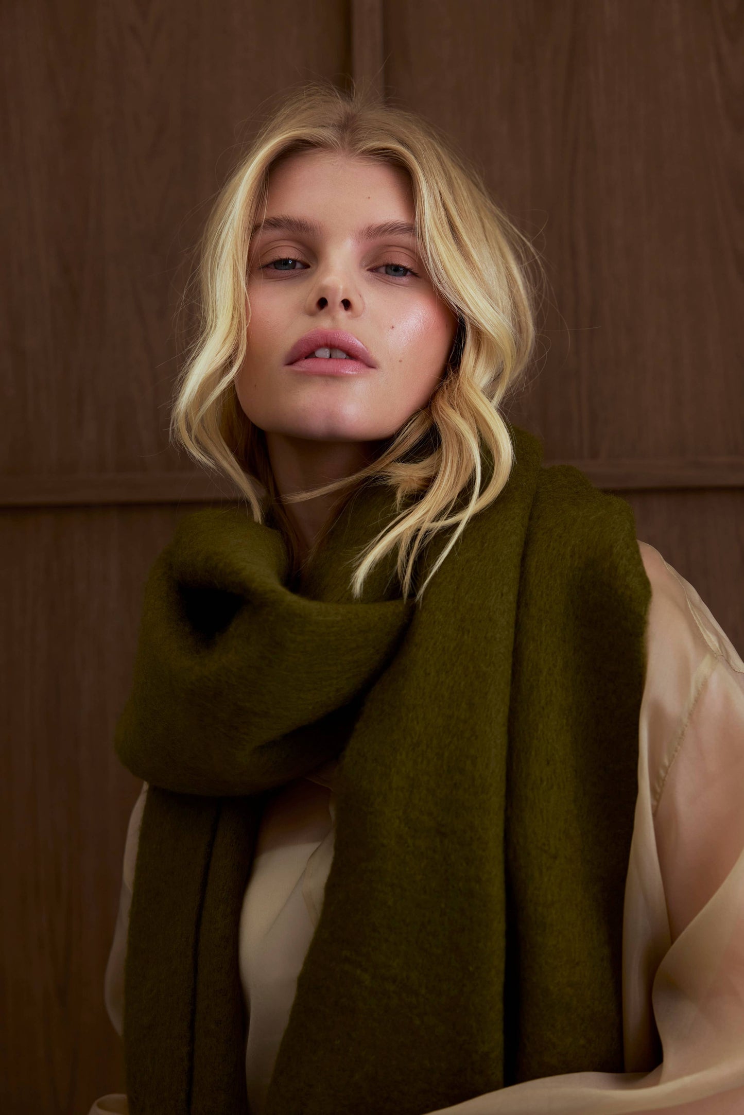 Moss Green Brushed Oversized Scarf