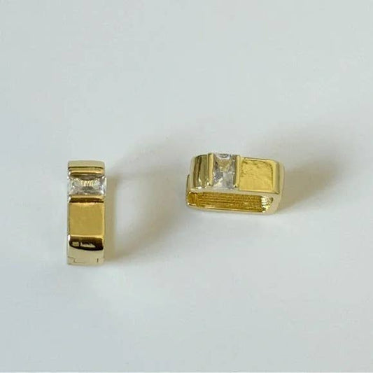 14K Gold Filled Rectangular CZ Baguette Hoops