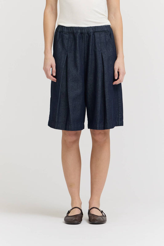 Indigo Tuck Waist Long Short