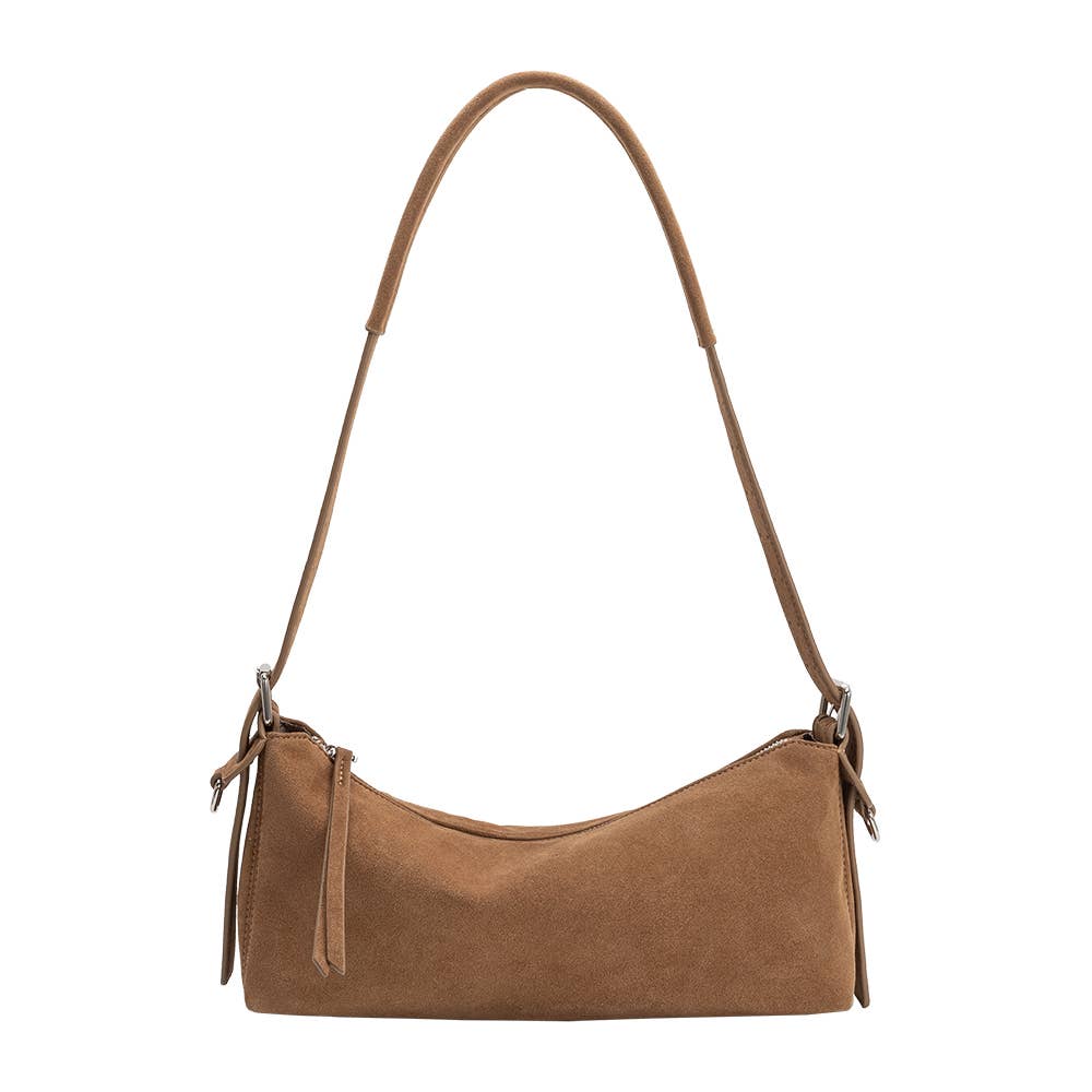 Camel Vegan Suede Valeria Shoulder Bag