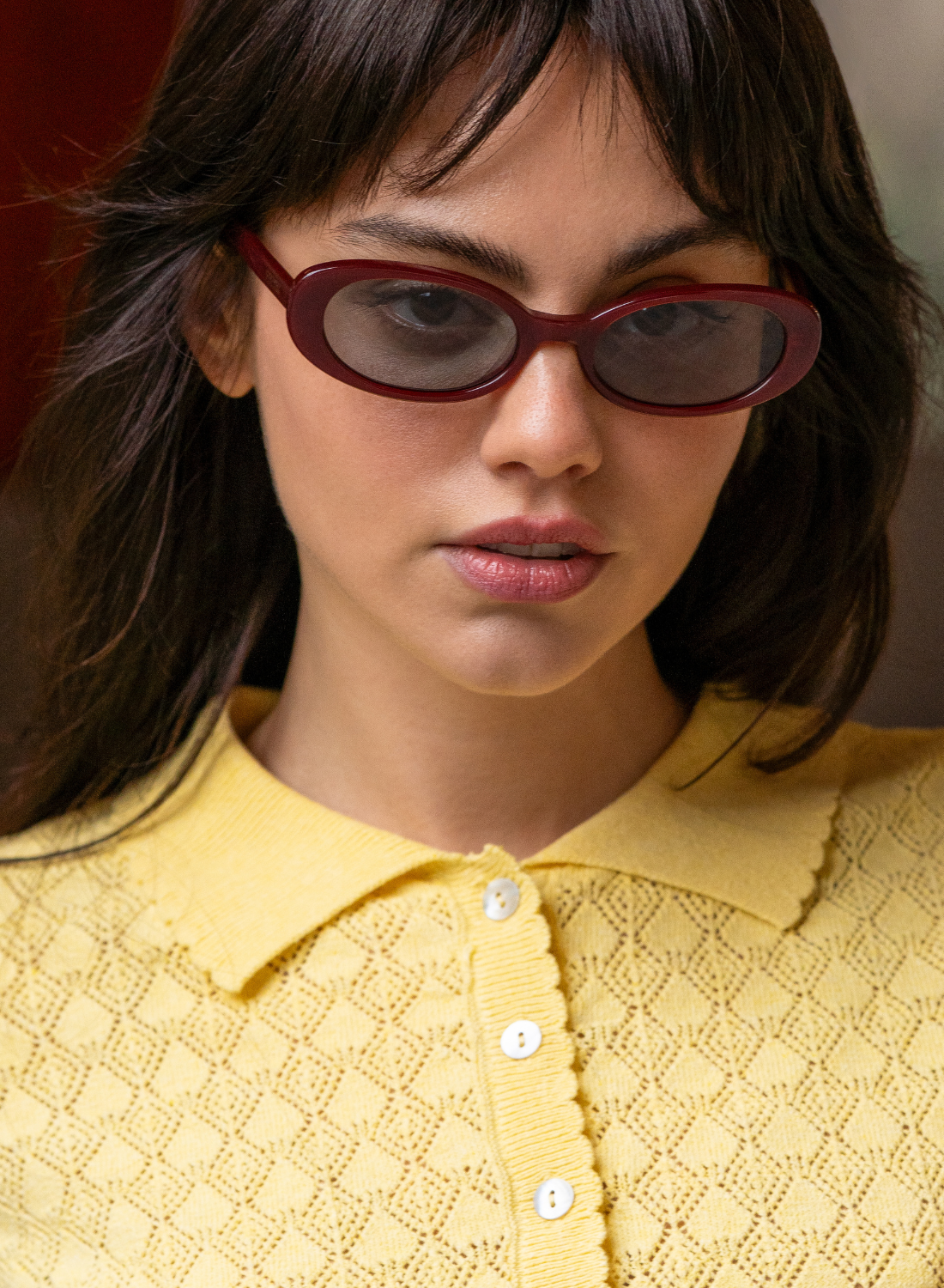 Mimi Burgundy Oval Sunglasses