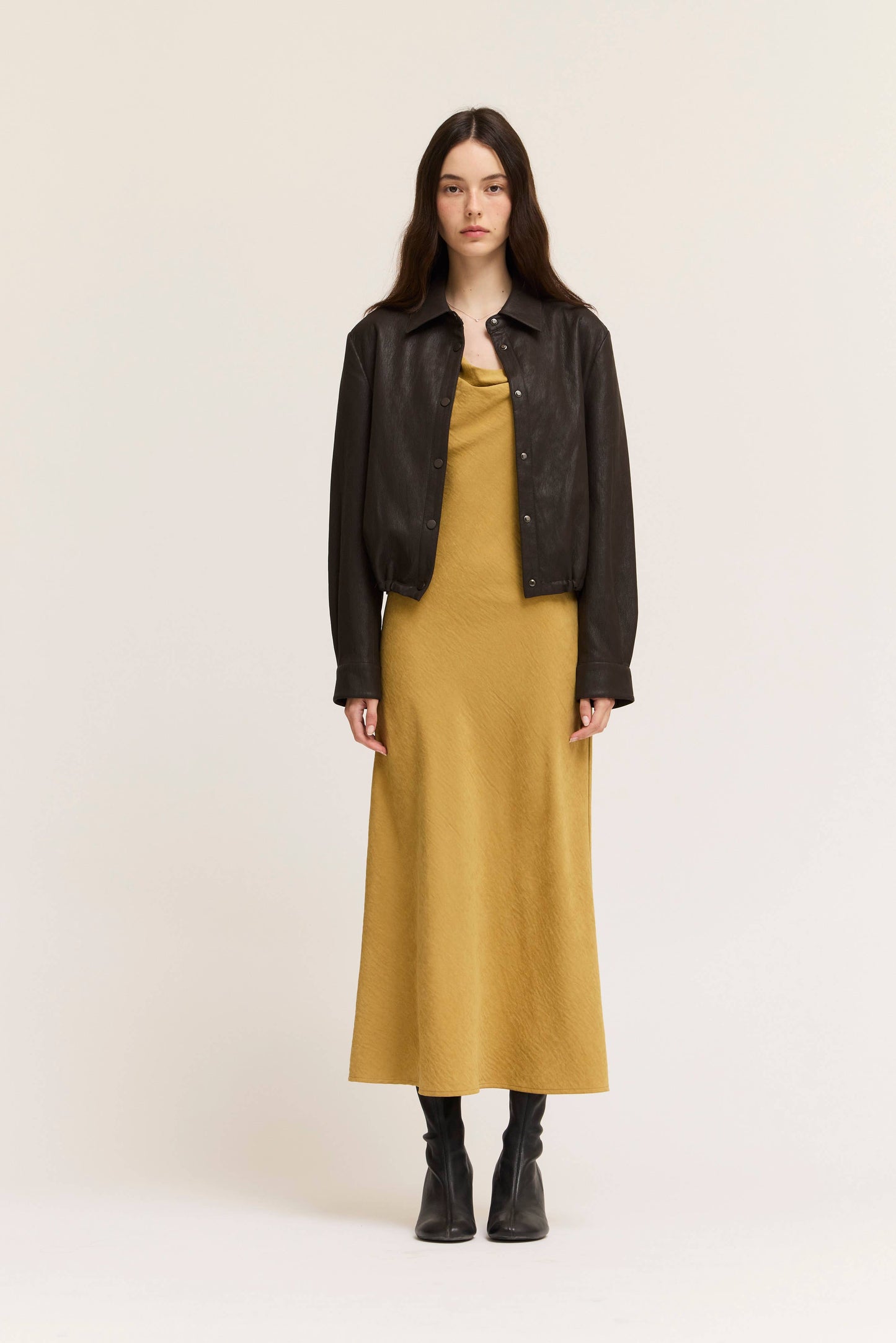 Vegan Leather Snap Button Jacket