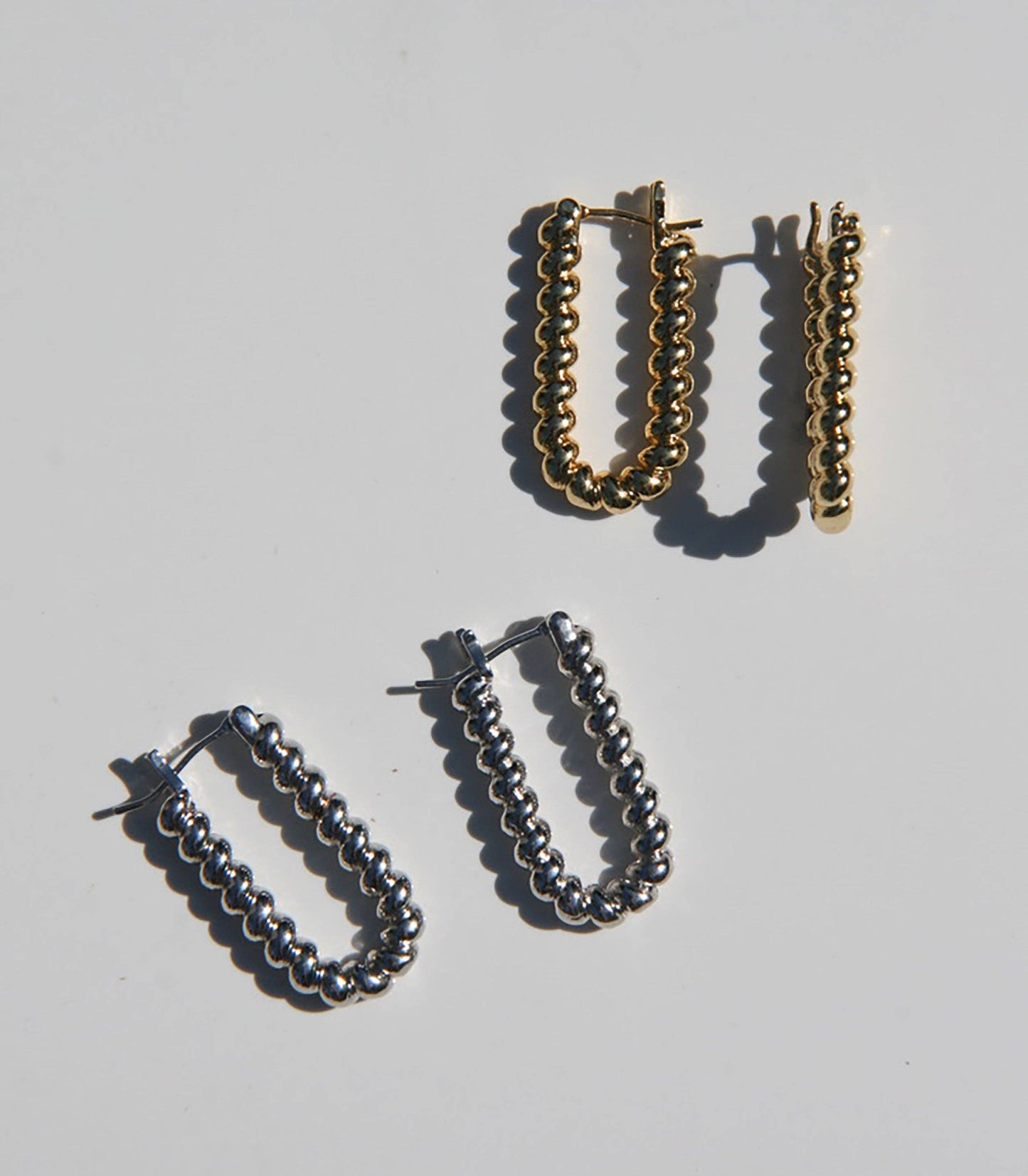 U Shape Rope-Textured Hoop Earrings