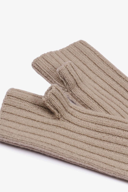 Soft Taupe Wool Fingerless Gloves
