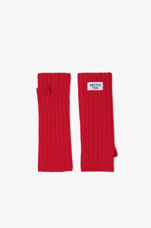 Flame Red Wool Fingerless Gloves