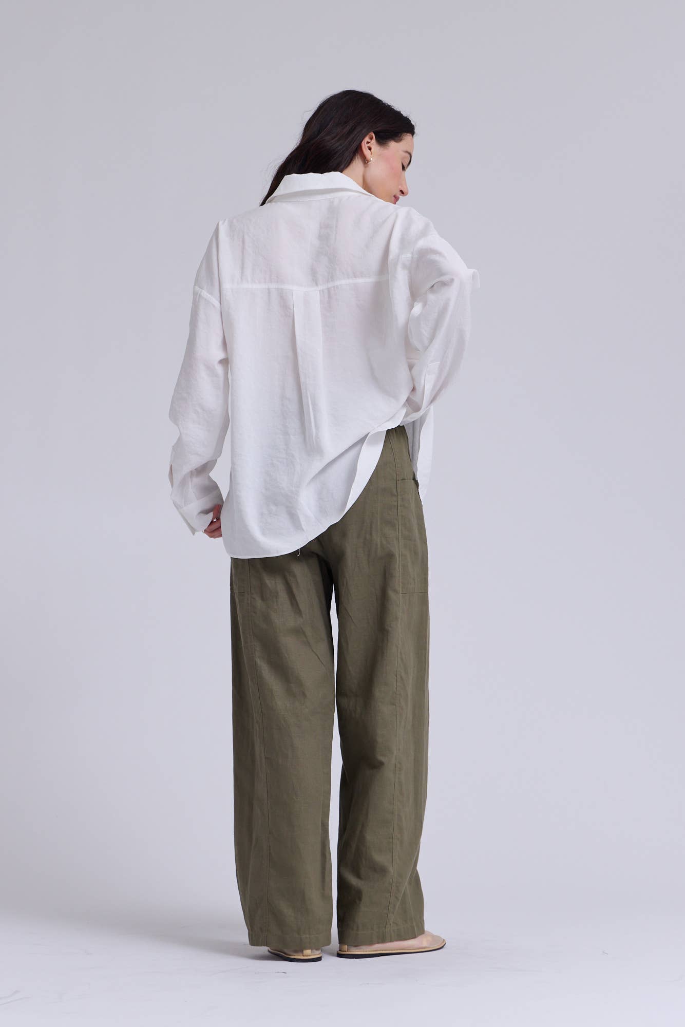 Olive Linen Utility Pants